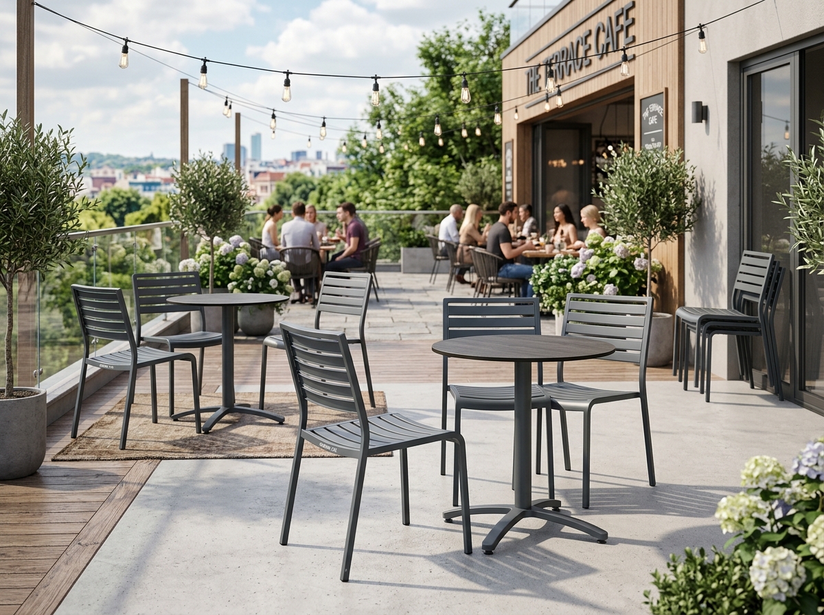 MCR Associates Powder-Coated Aluminium Cafe Bistro Patio Furniture