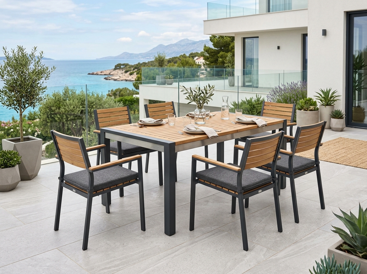MCR Associates Powder-Coated Aluminium & SS Outdoor Dining Set